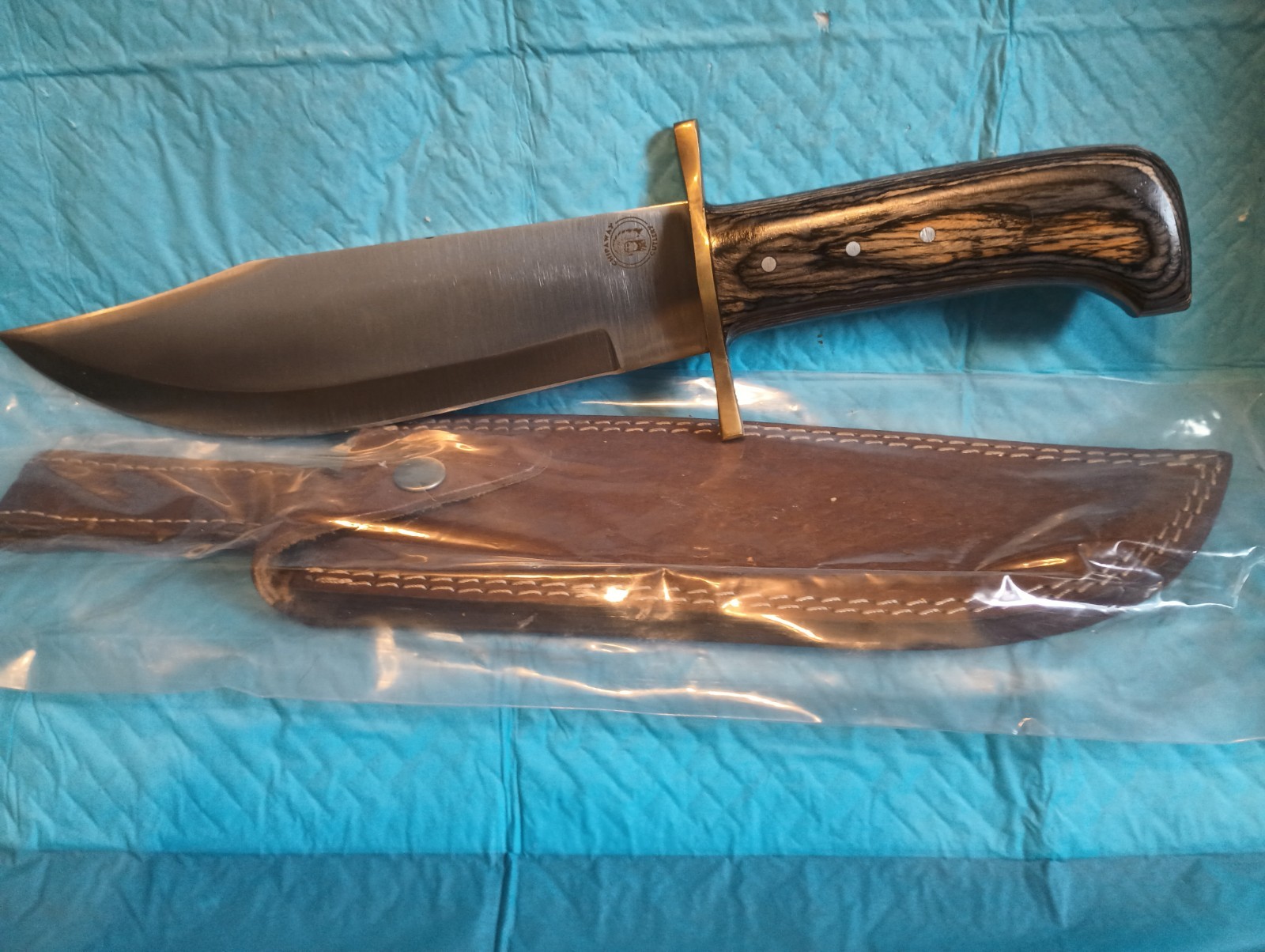 15″ Custom Bowie Knife With Leather Sheath ( Handle Color Will Vary