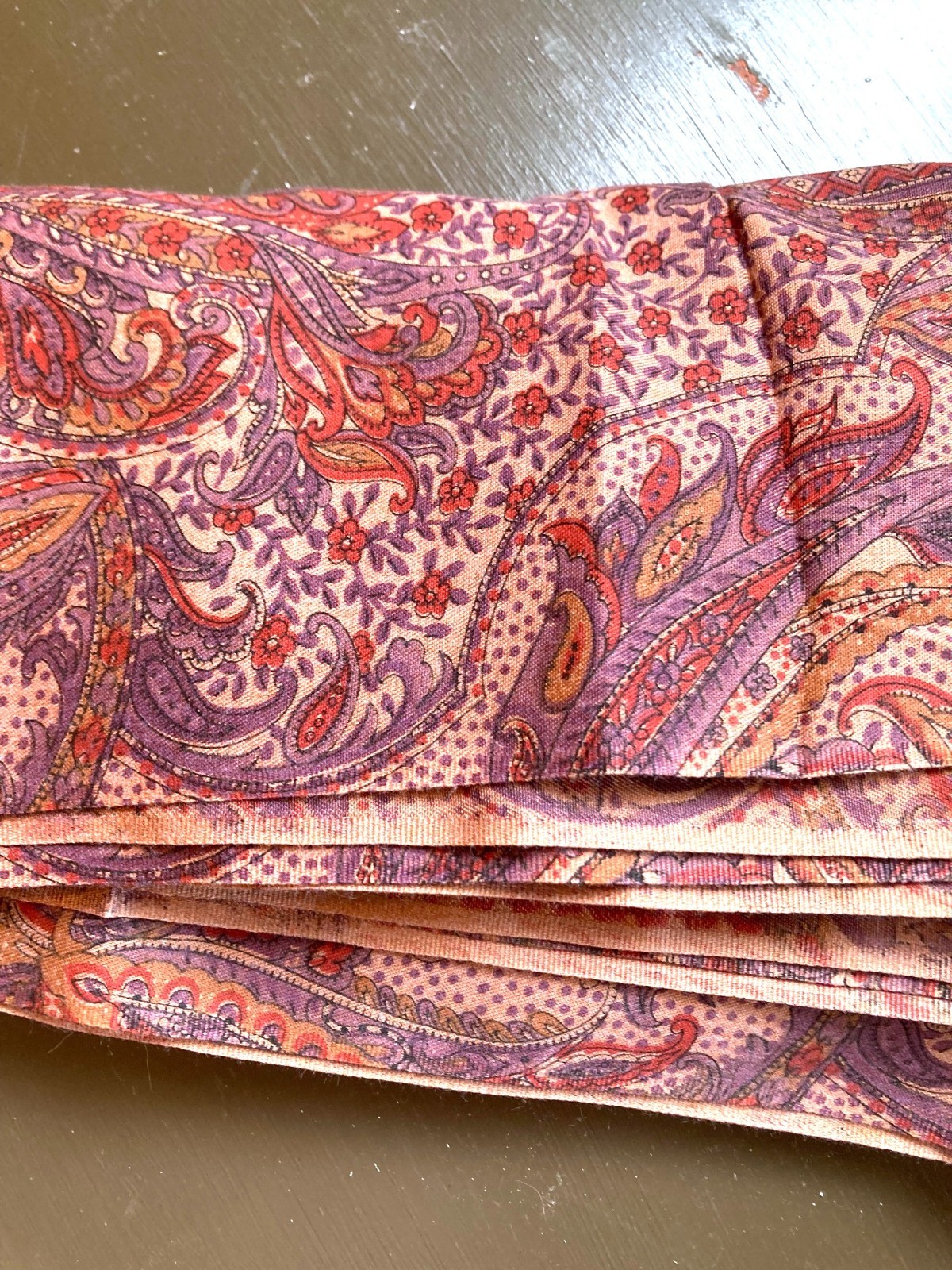 Rayon Yardage Kashmiri Paisley 45 X 102 in Clay Mauve Lilac Vintage near 3 yards