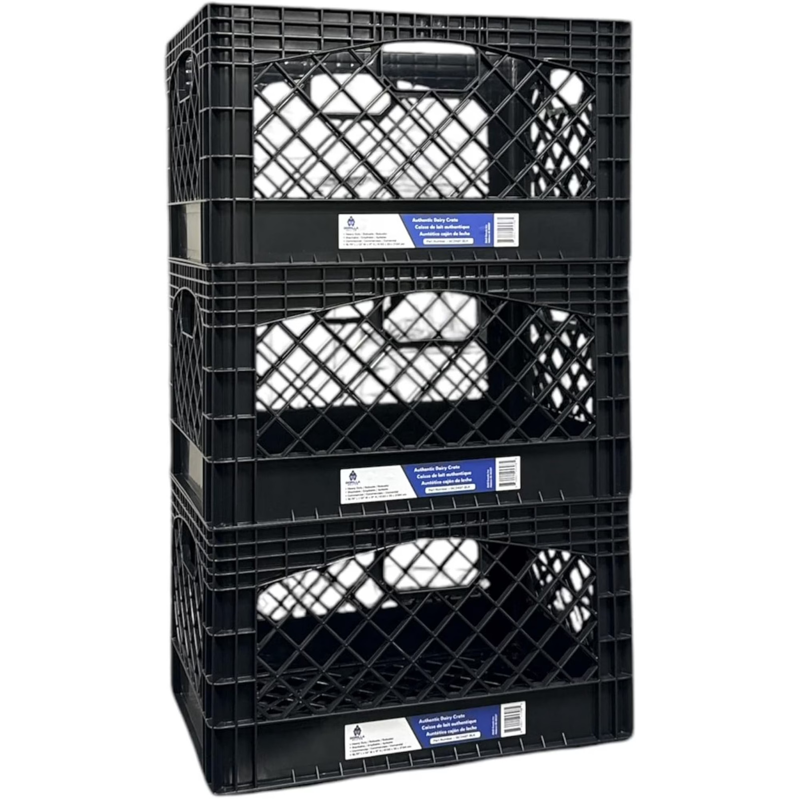 24QT 3 Pack Milk Crate Black