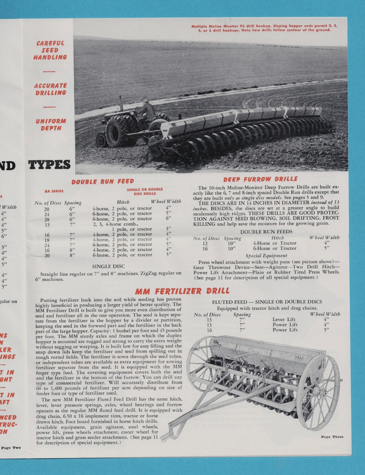 MINNEAPOLIS-MOLINE MOLINE-MONITOR DRILLS 12 PAGE BROCHURE 86540-V