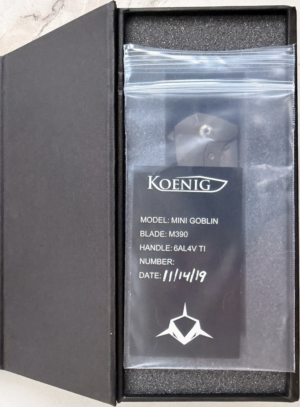 Koenig Mini Goblin, 1st Generation, 2019, Bronze Titanium Scales, M390 Blade