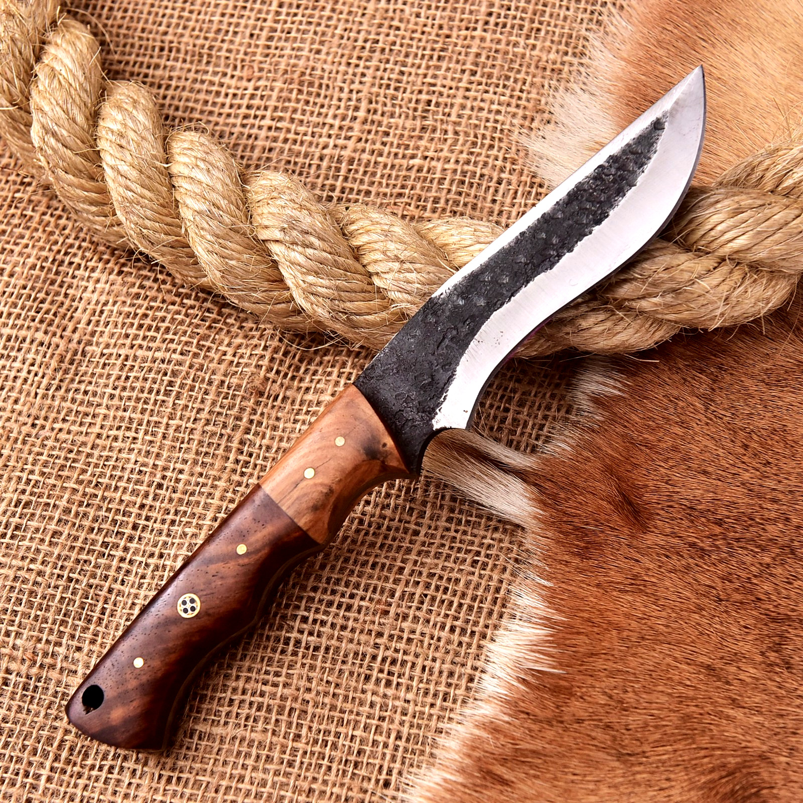 Custom Made Skinning Hunting Knife 1095 High Carbon Steel Blade HH-203