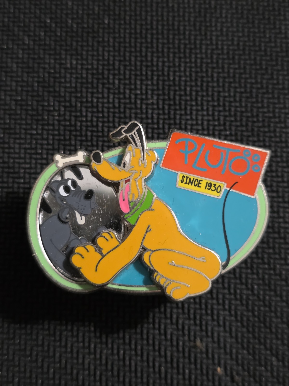 Disney Pluto Pin LE 2000 85 Years of Pluto Mirror Since 1930 Then Now B&W