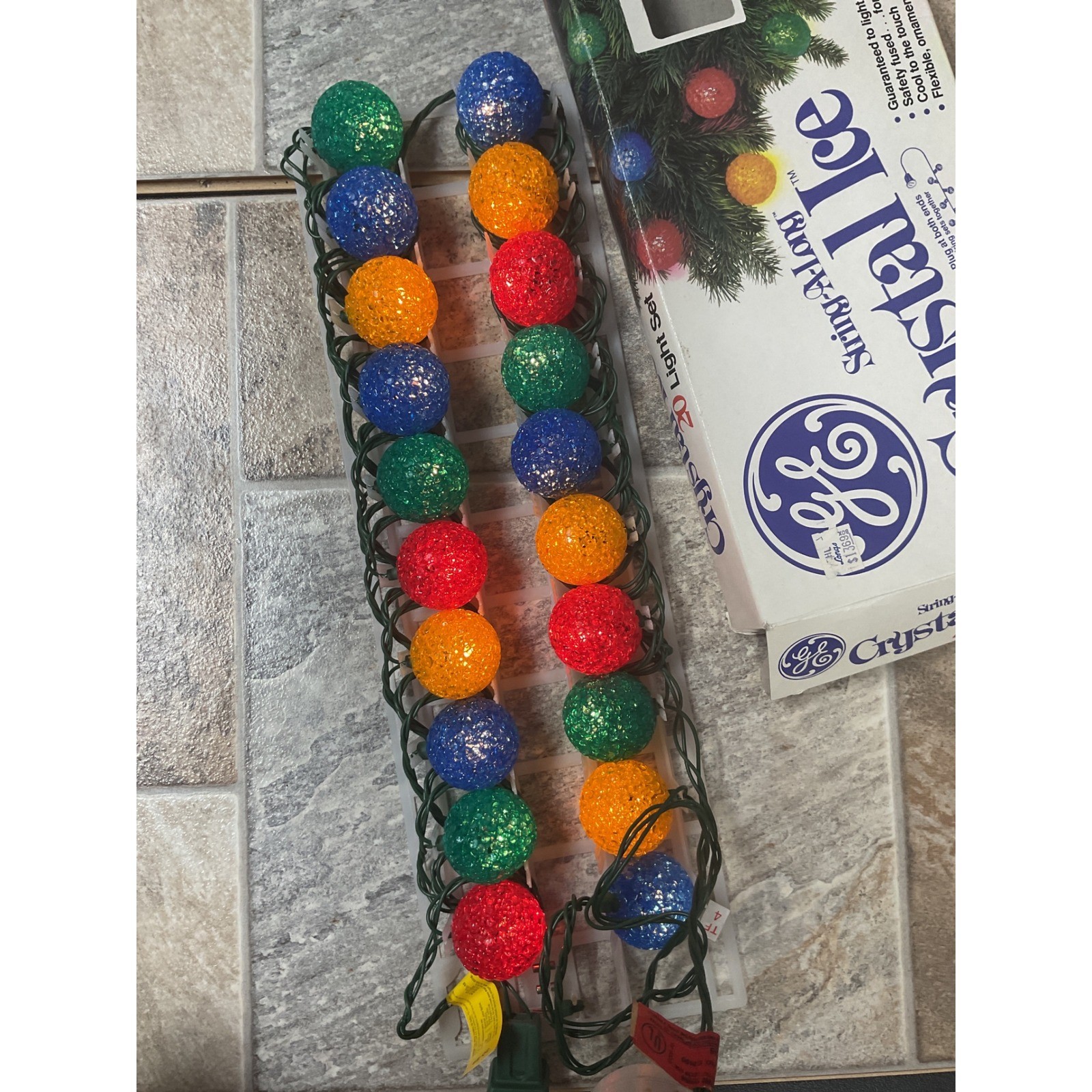 GE String-A-Long Crystal Ice 20 Light Set Vintage Multi Color Indoor Outdoor