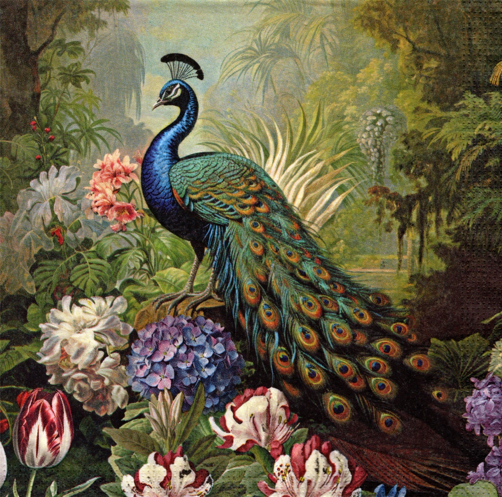 (2) Two Paper Lunch Napkins for Decoupage/Mixed Media – Olympos peacock bird