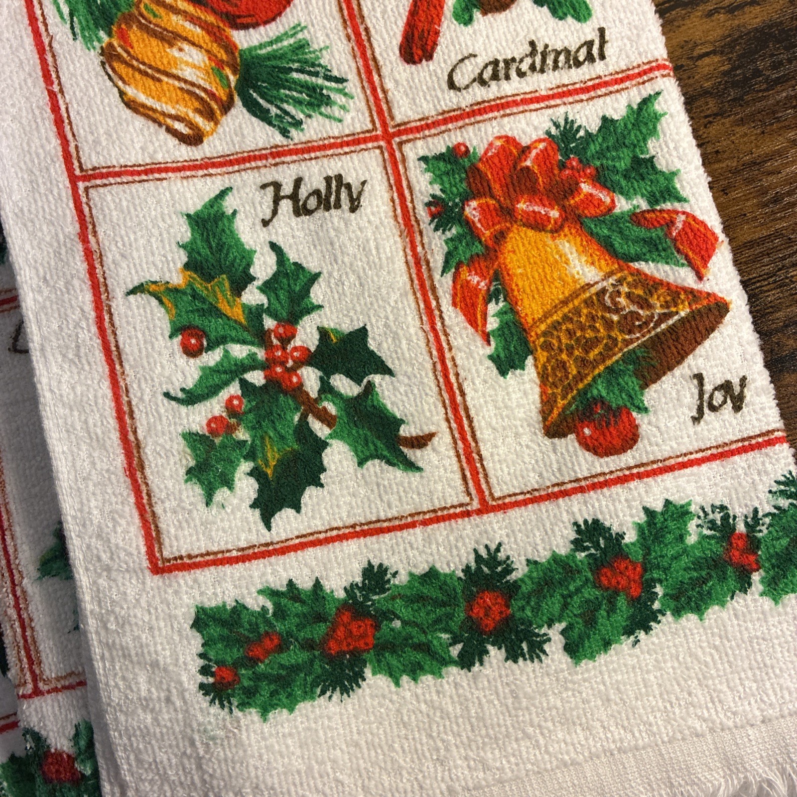 Vintage Christmas Window Panel Pattern Kitchen Towels Set Of 5