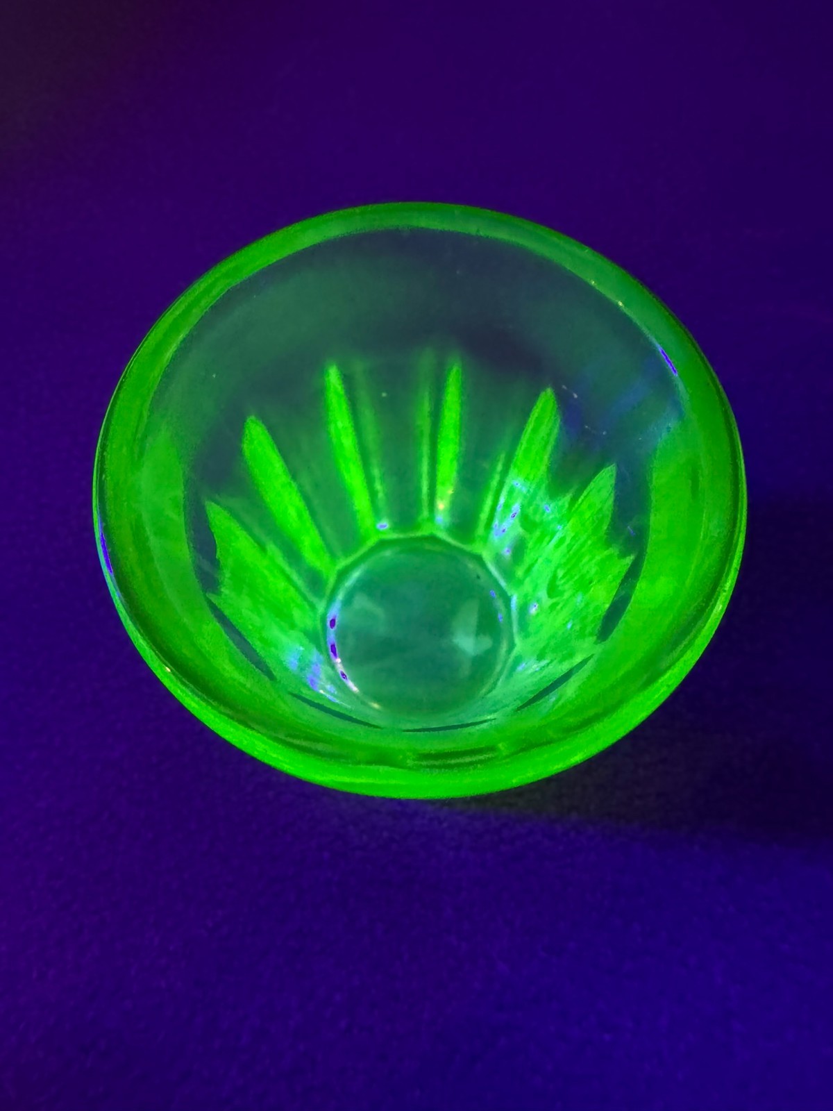 Vintage Uranium Glass Shot Glass Whiskey Taster UV Green Glow Depression Glass