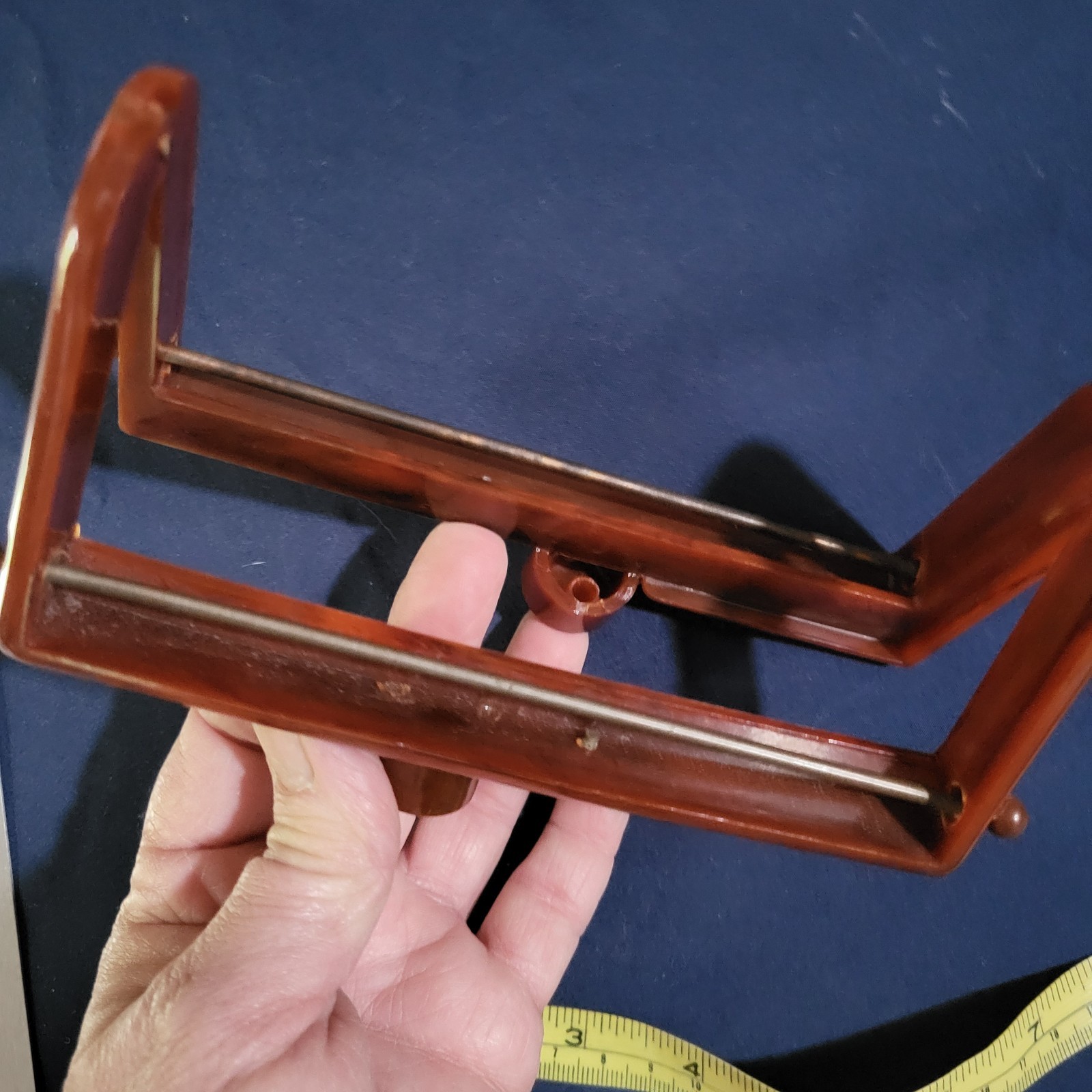 Vintage Bakelite Or Plastic Purse Snap Close Handle Brown