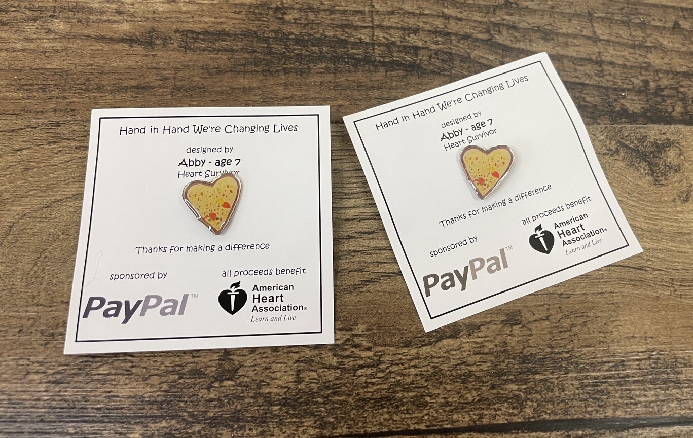 Lot Of 2 PayPal & American Heart Association Mini .75″ Lapel Pins AHA Survivor