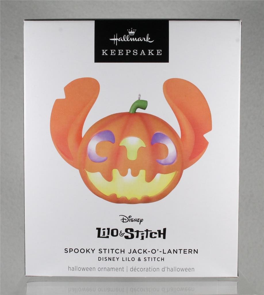 2025 Hallmark Ornament – SPOOKY STITCH JACK-O-LANTERN – Magic Light – NIB