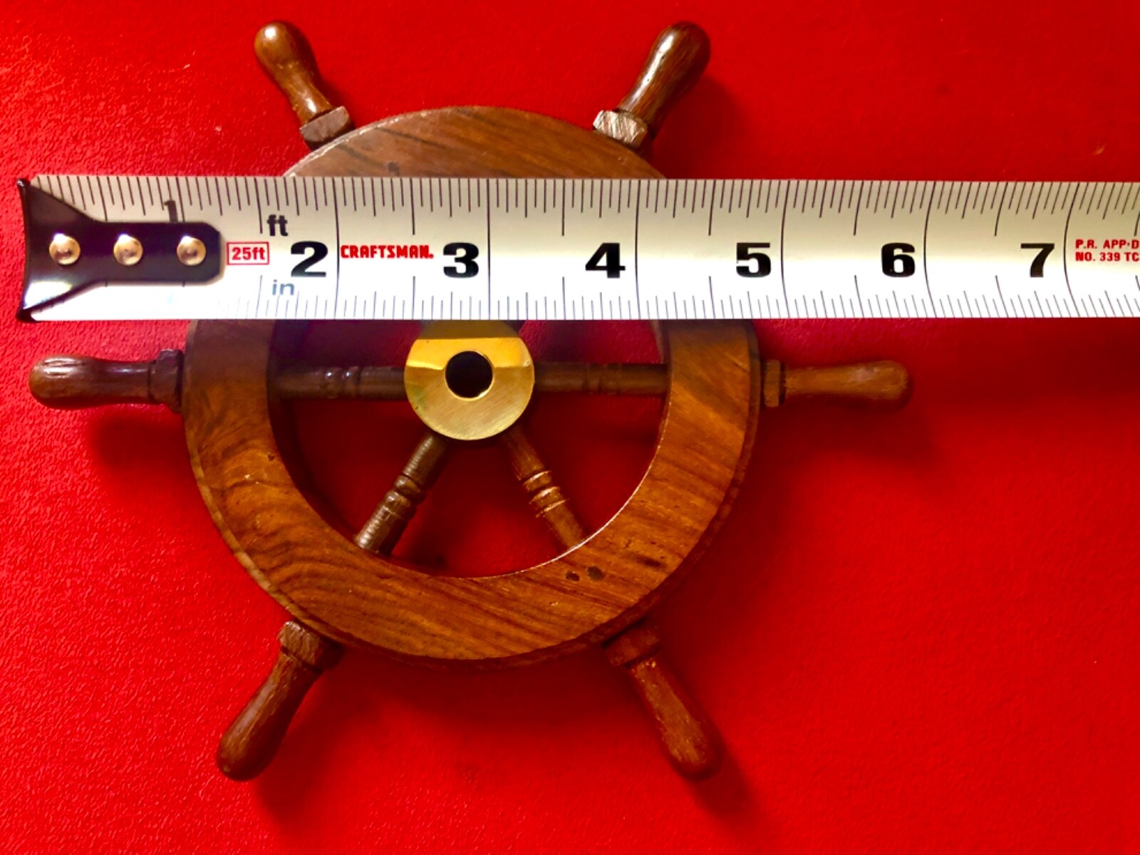 SHIPS WHEEL, 6″ SOLID WOOD & BRASS CENTER HUB, NEW! BEST PRICE!