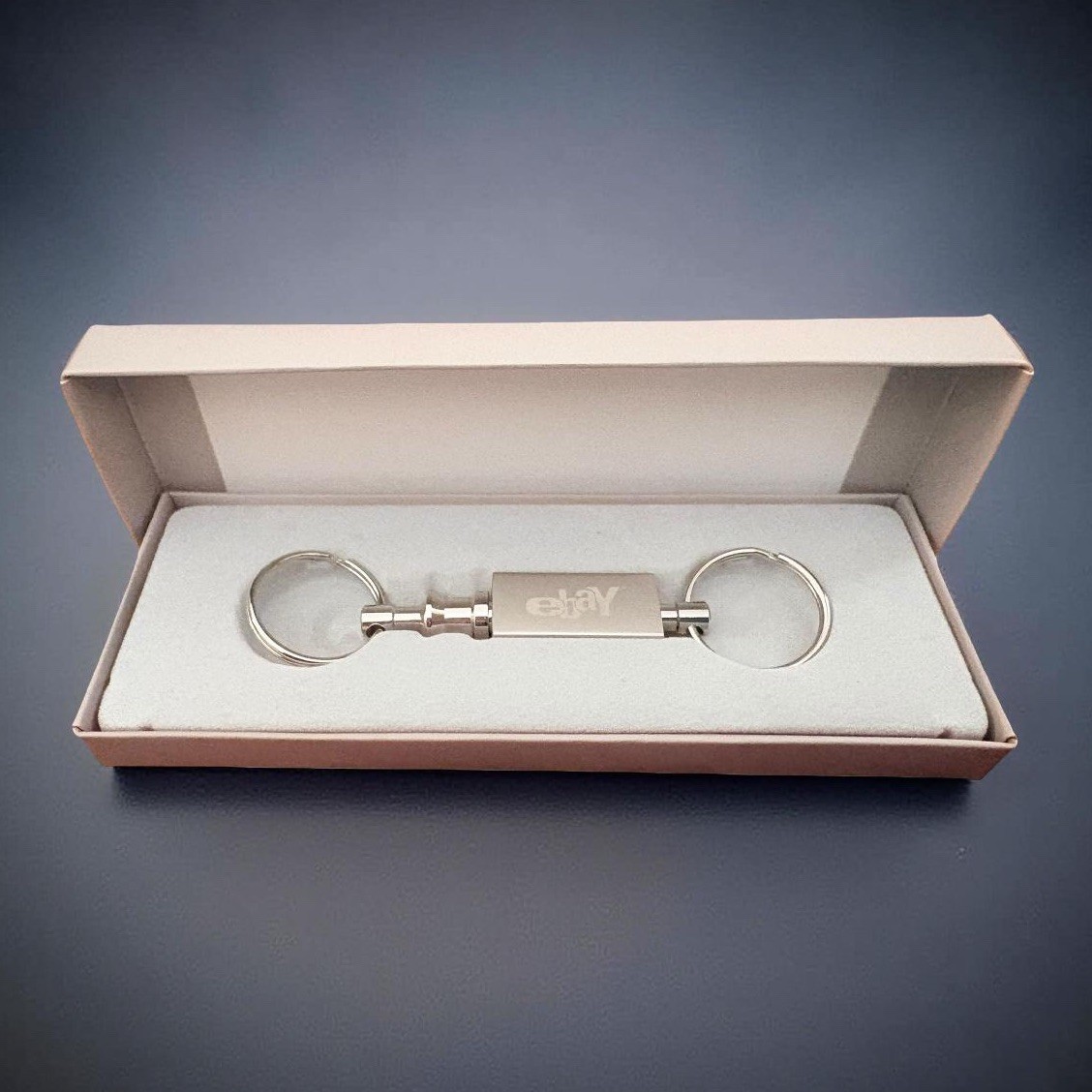 eBay PayPal 2002 Ebayana Brushed Aluminum Key Ring In Box Reseller SWAG With Box