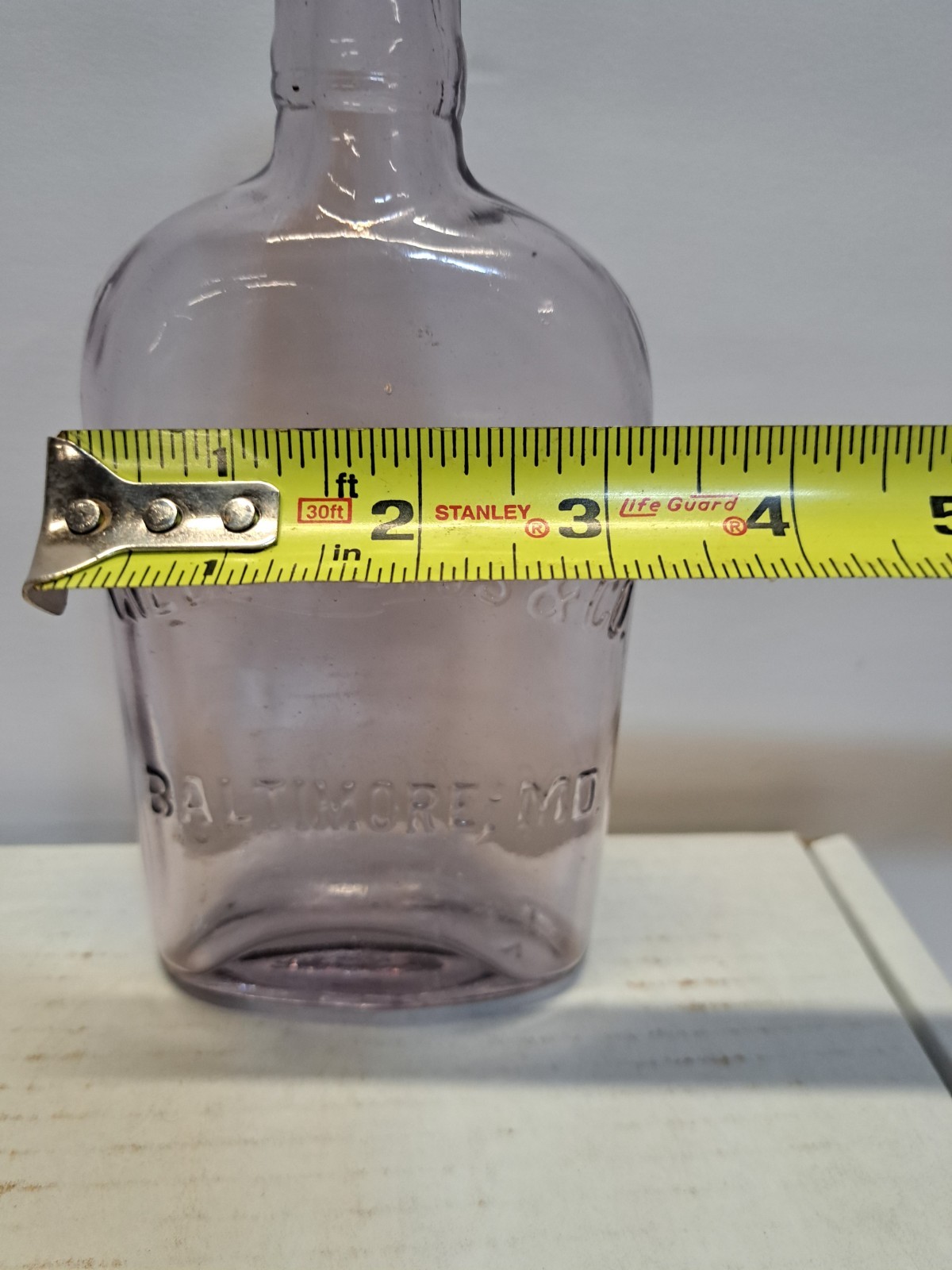 Antique Gilbert Bros & Co Baltimore MD Embossed Amethyst Purple Bottle SCA 8″ T