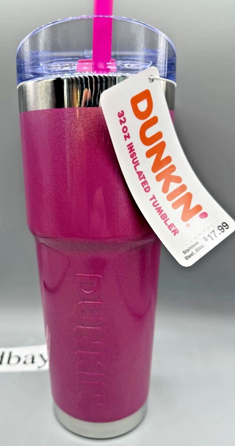 Fall 2024 Dunkin’ Americana 32oz Stainless Steel Tumbler – Pink – NWT