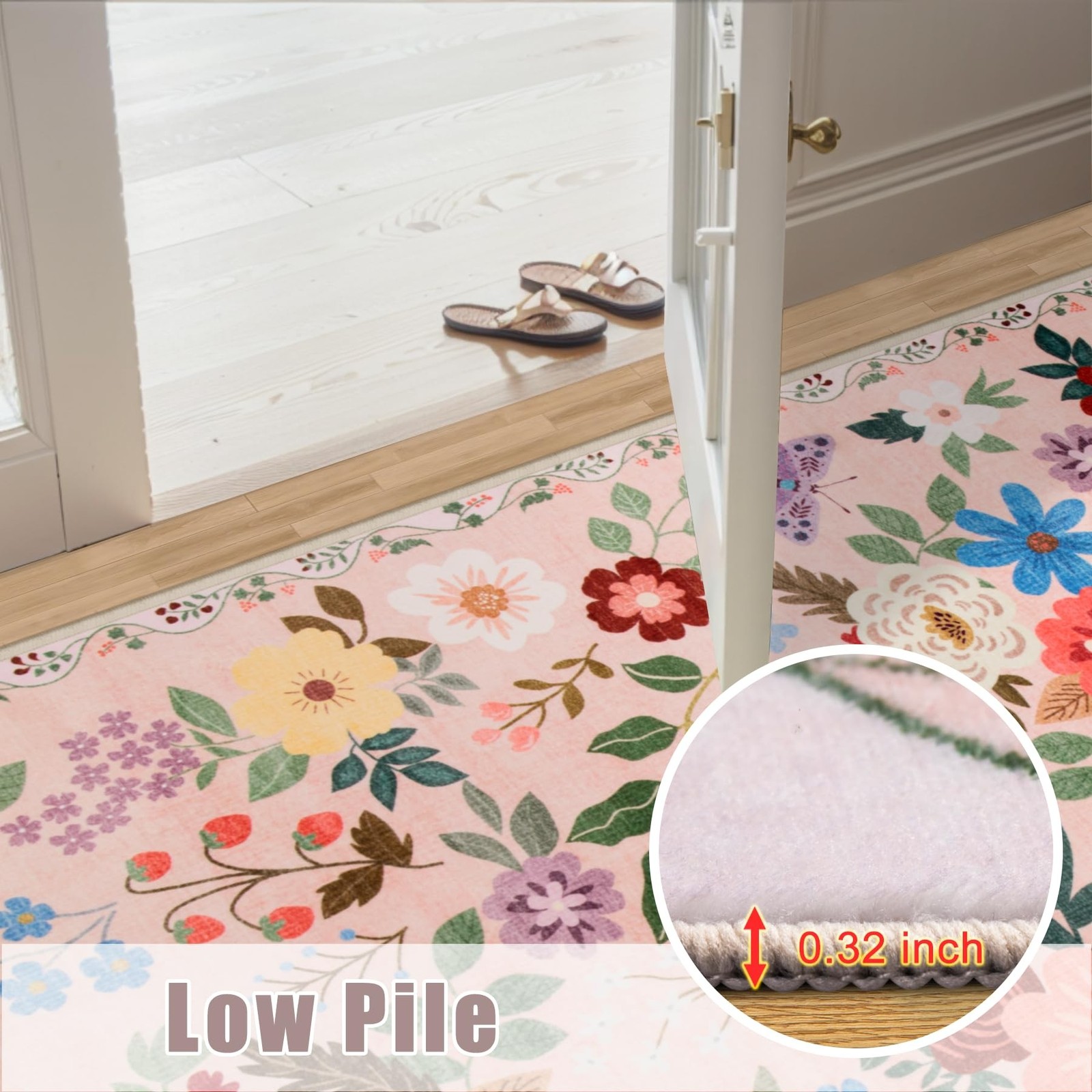 8×10 Area Rugs for Living Room: Floral Washable Rug Vintage Large Soft Boho N…