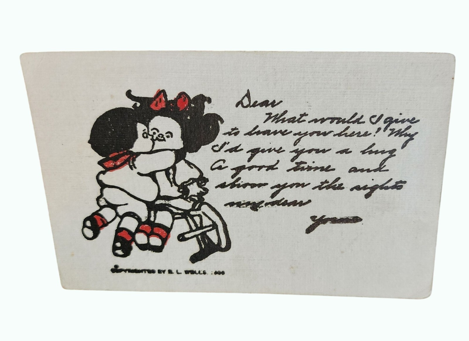 Antique1900s B.L. Wells Illustrated Postcard With Hugging Children