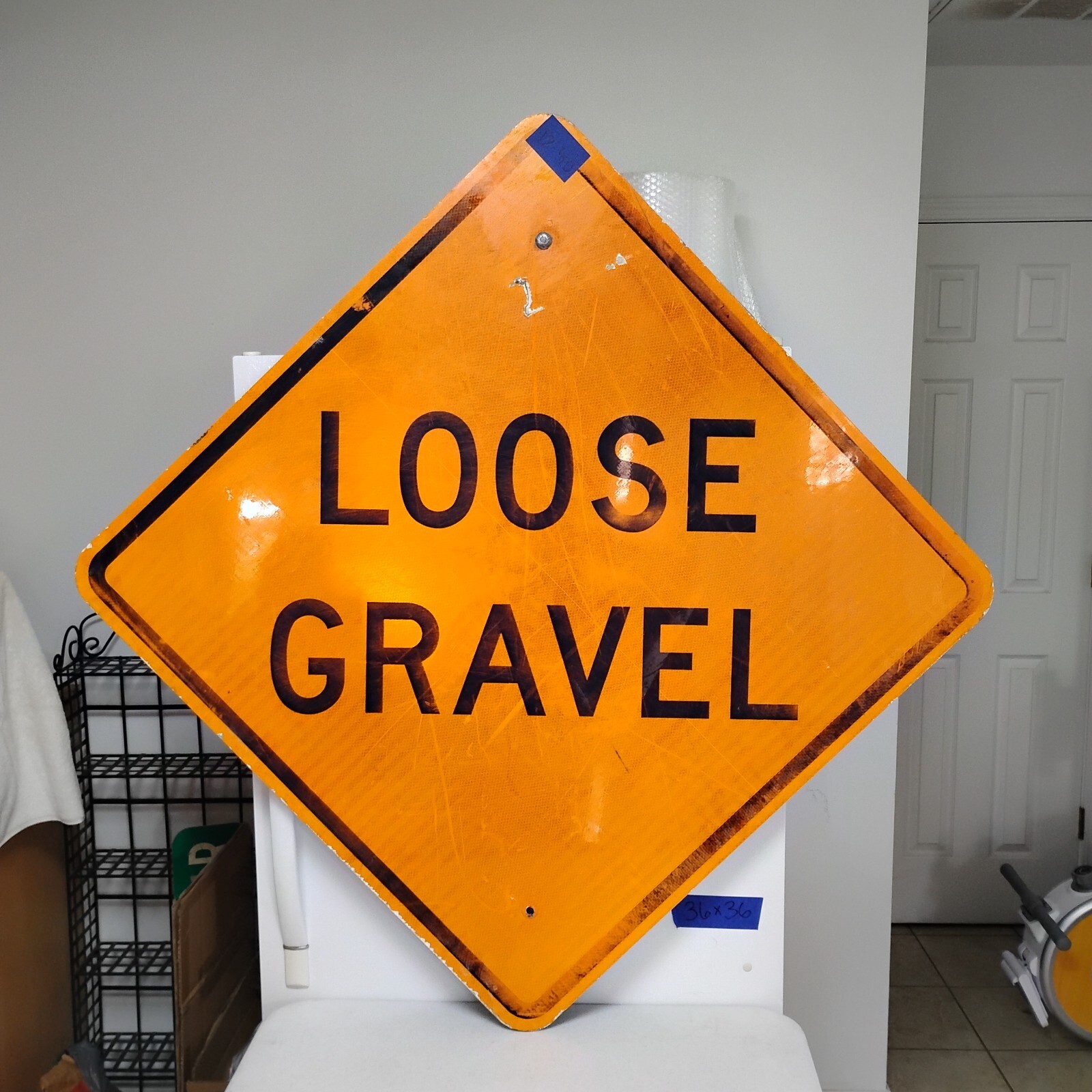 Authentic Street Road Sign “Loose Gravel” 36″X36″ 12-40