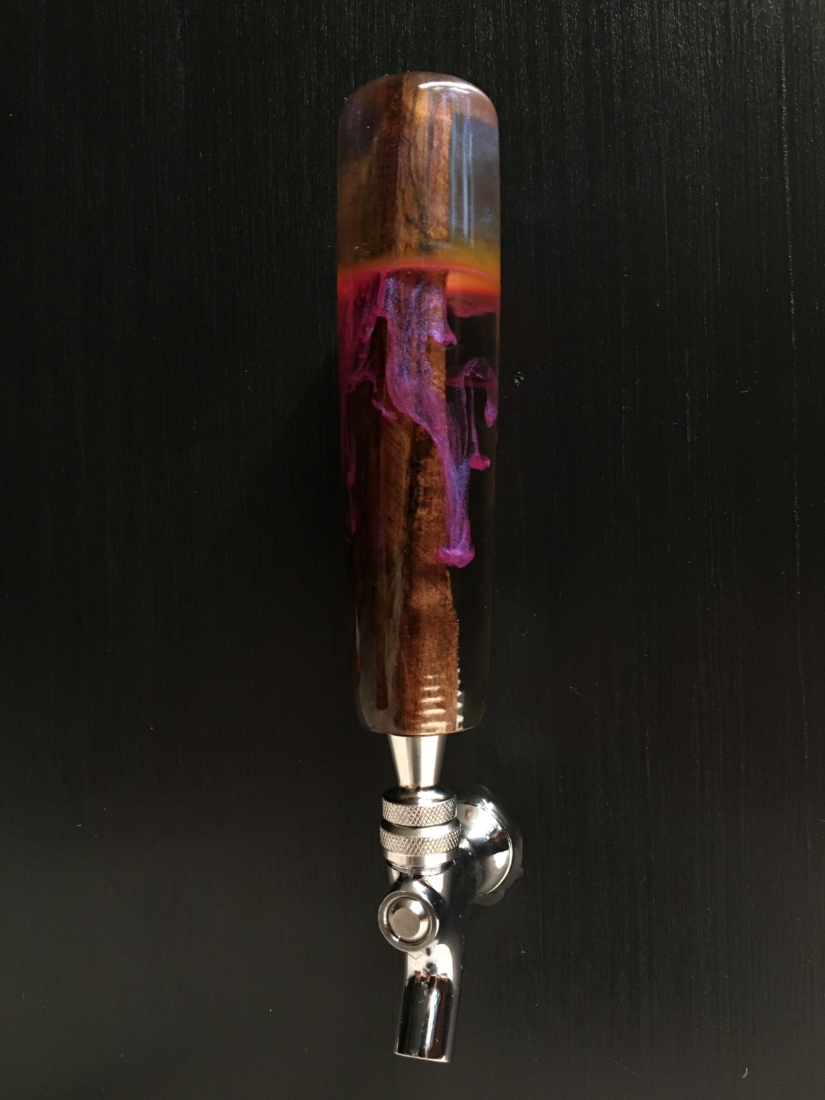 Wood Beer Tap Handle Epoxy Resin Black Walnut Handmade Keg Unique One Of A Kind