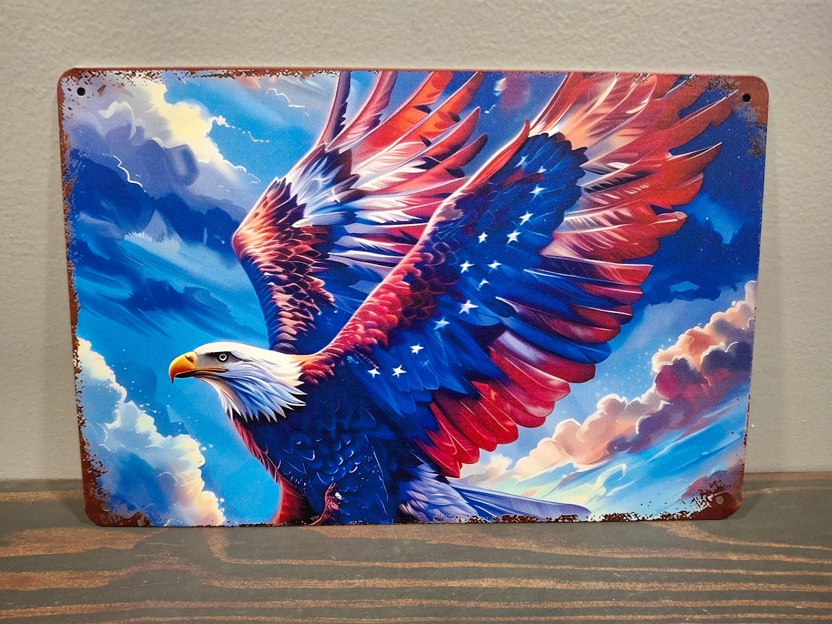 EAGLE Red White Blue 12 x 8 inch Metal Sign