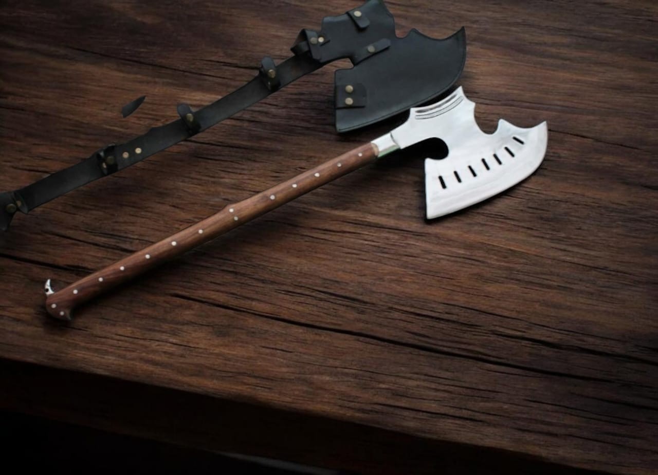Handmade German Medieval Gothic Axe 5160 Steel Full Tang Rosewood Handle