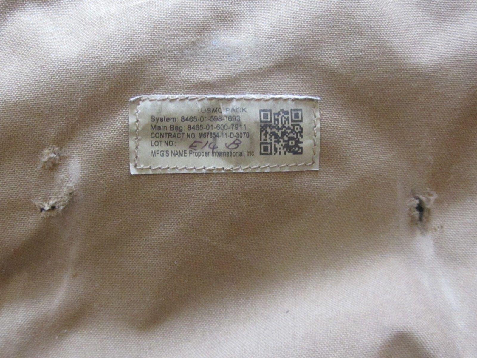 USMC FILBE Rucksack Main Pack Only 8465-01-598-7693 Replacement Pack! EXC COND!