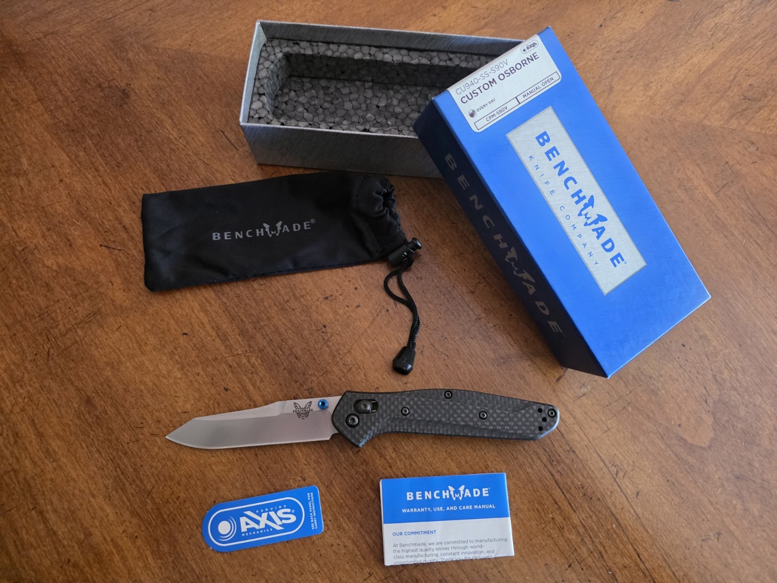 Benchmade Custom Shop 940 Osborne S90V Blade Carbon Fiber Handles Pocket Knife
