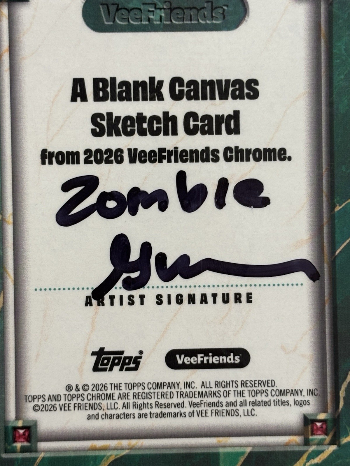 Topps Chrome Veefriends 2026 Blank Canvas Sketch card Zombie By Gary Vee 1/1
