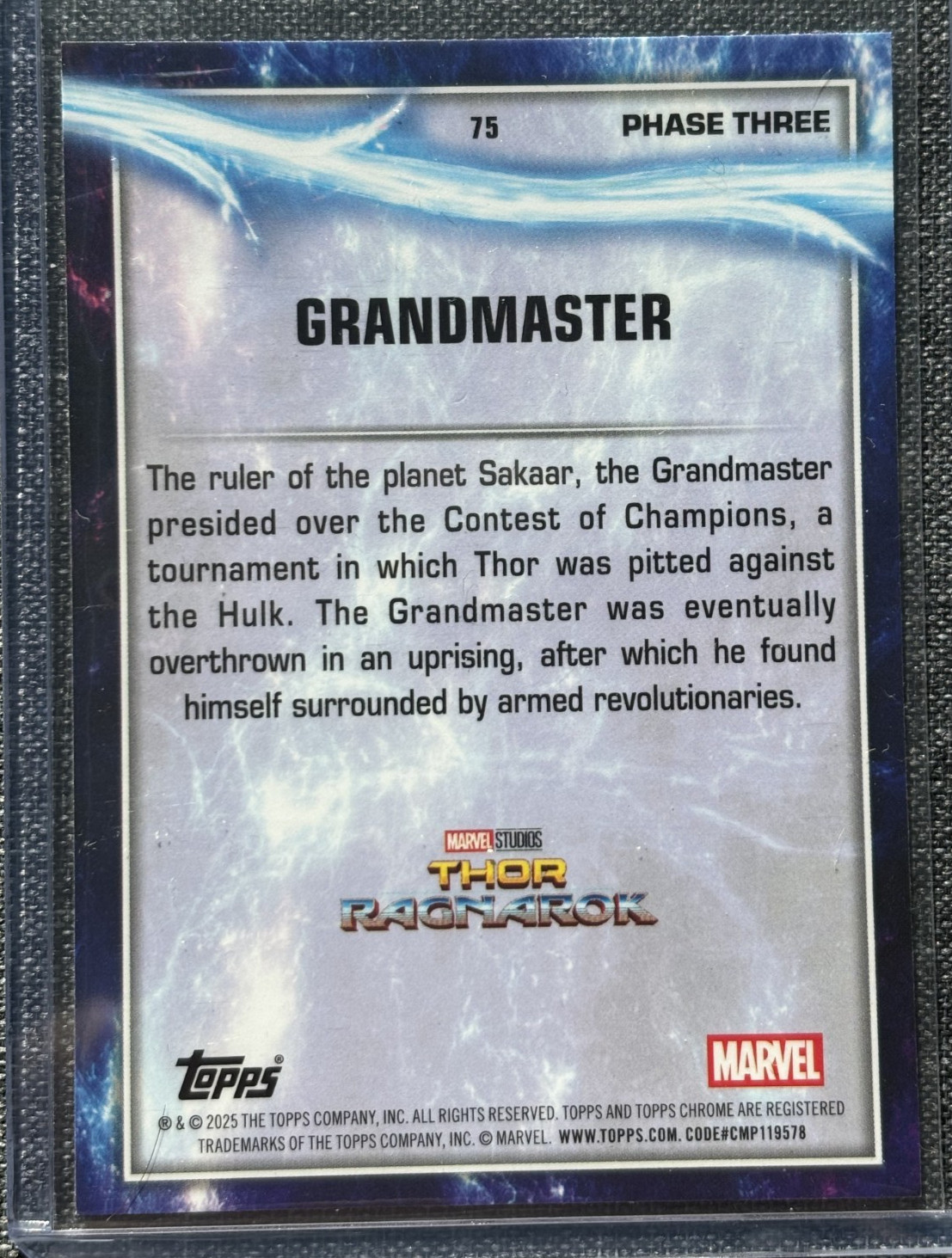 2025 Topps Chrome Sapphire Marvel Studios Grandmaster /99 Green