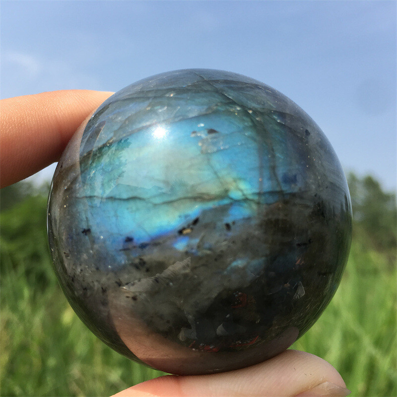 40mm Natural Multicolor Labradorite Ball Quartz Crystal Sphere Reiki Healing