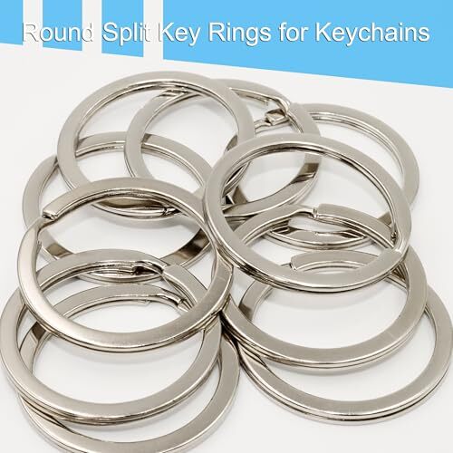 Key Ring – 316L Stainless Steel Flat Keyrings – 10Pcs 1.25″ (32mm) Round Split