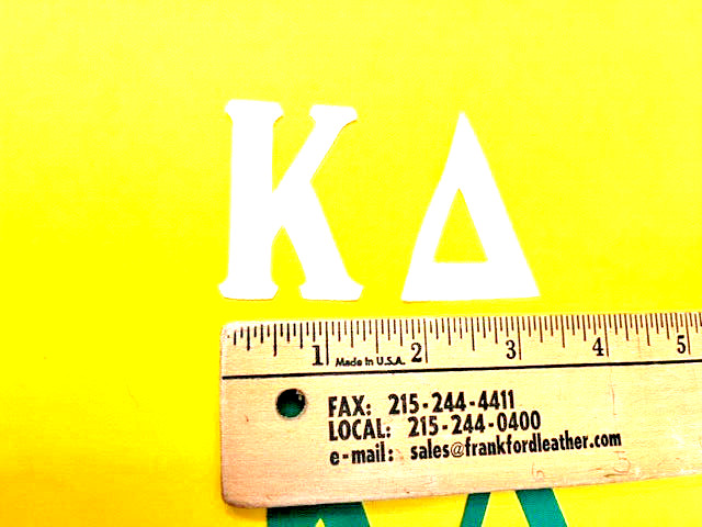 2″ Kappa Delta WHITE Greek Twill Sew On Letters, Adhesive Backing, NEW