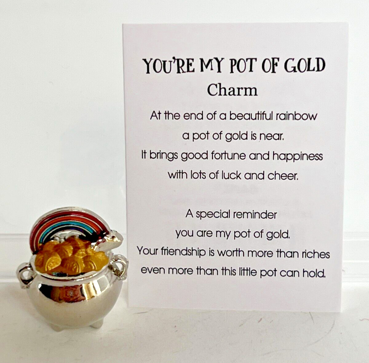 Ganz “You’re My Pot of Gold” Charm/Token Figurine Metal w/Poem Card 1″H x 3/4″W