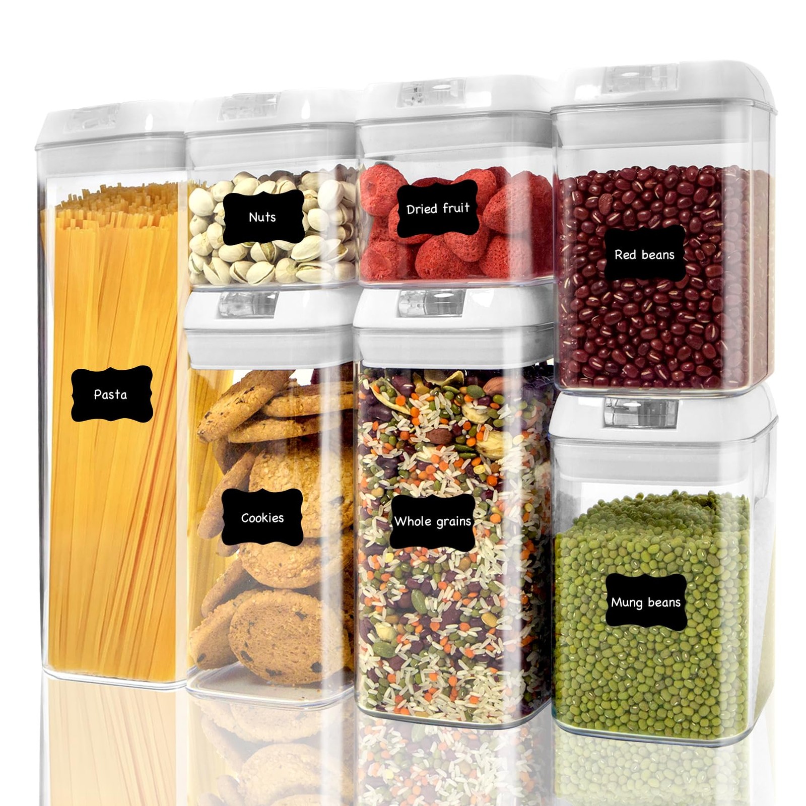 ByteStar Airtight Food Storage Containers with Lids,7 PCS 7 piece set, white