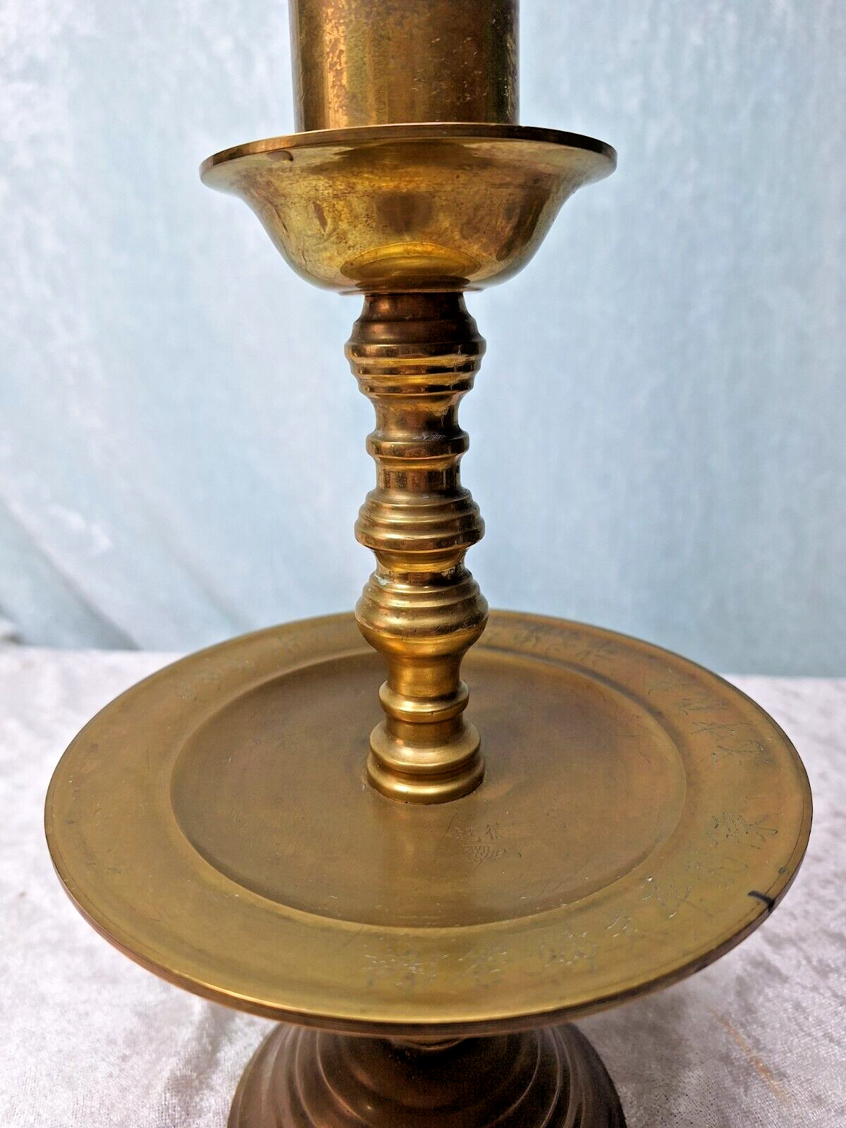 Pair Solid Brass Middle Eastern Candlesticks 11″ High x 6″ Wide 2.5 Pounds Each