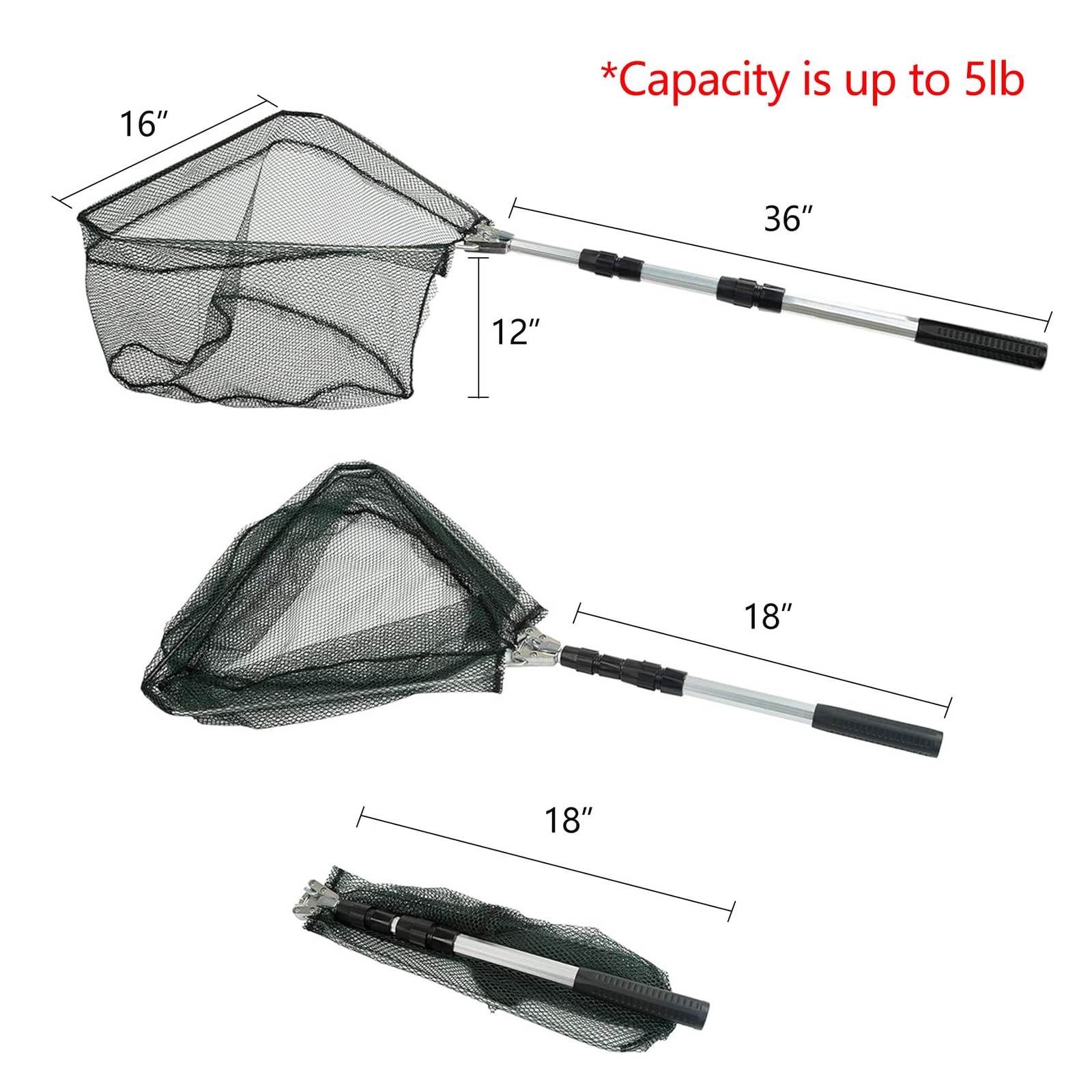 RESTCLOUD Telescoping Pole Landing Net 50 Inches Freshwater Pond Fishing