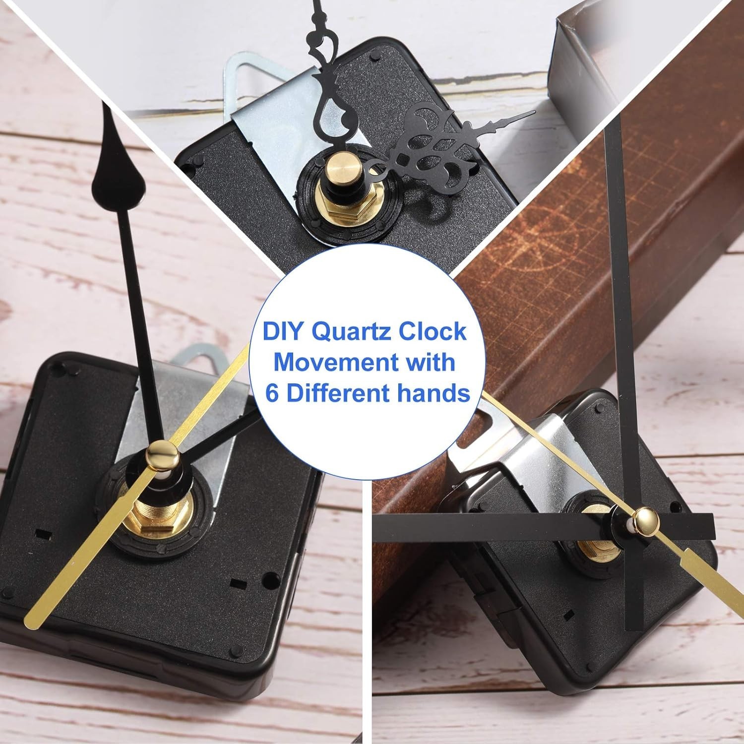 Battery-Operated Clock Movement Replacement Kit, 20mm Shaft, 6 Hands Included