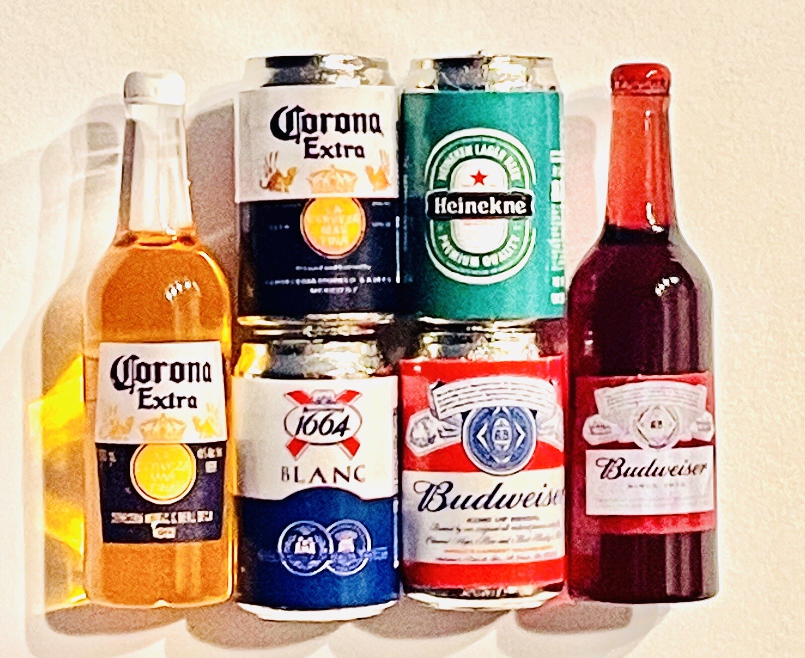3D Beer Drink Liquor Fridge Magnet Handcrafted Lot 👻🧲 (6) Pc Bottles And Cans