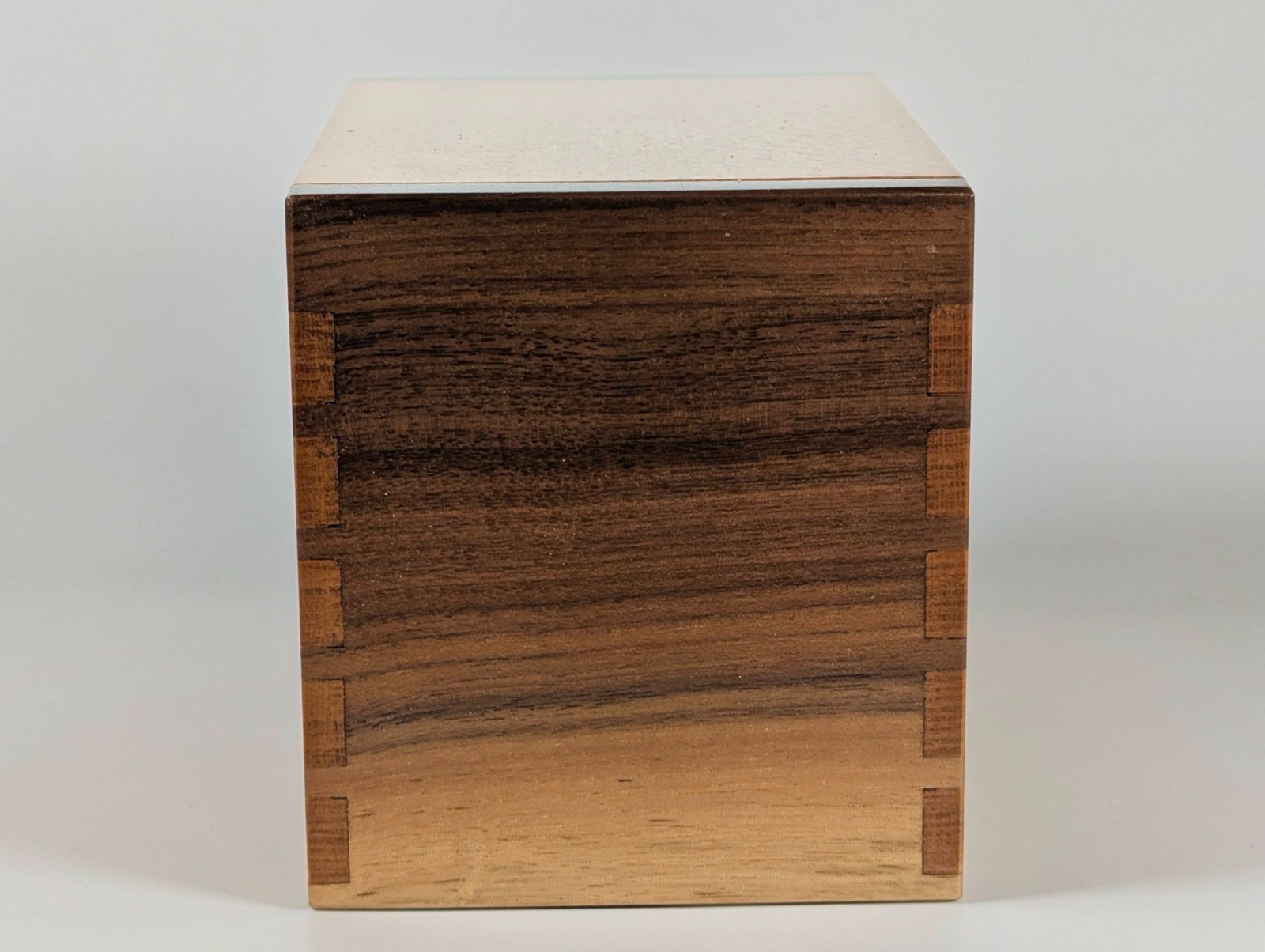 Keepsake Box Highly Figured Sycamore Walnut Wood Hinge 5.4 in x 3.6 in x 4.0 in