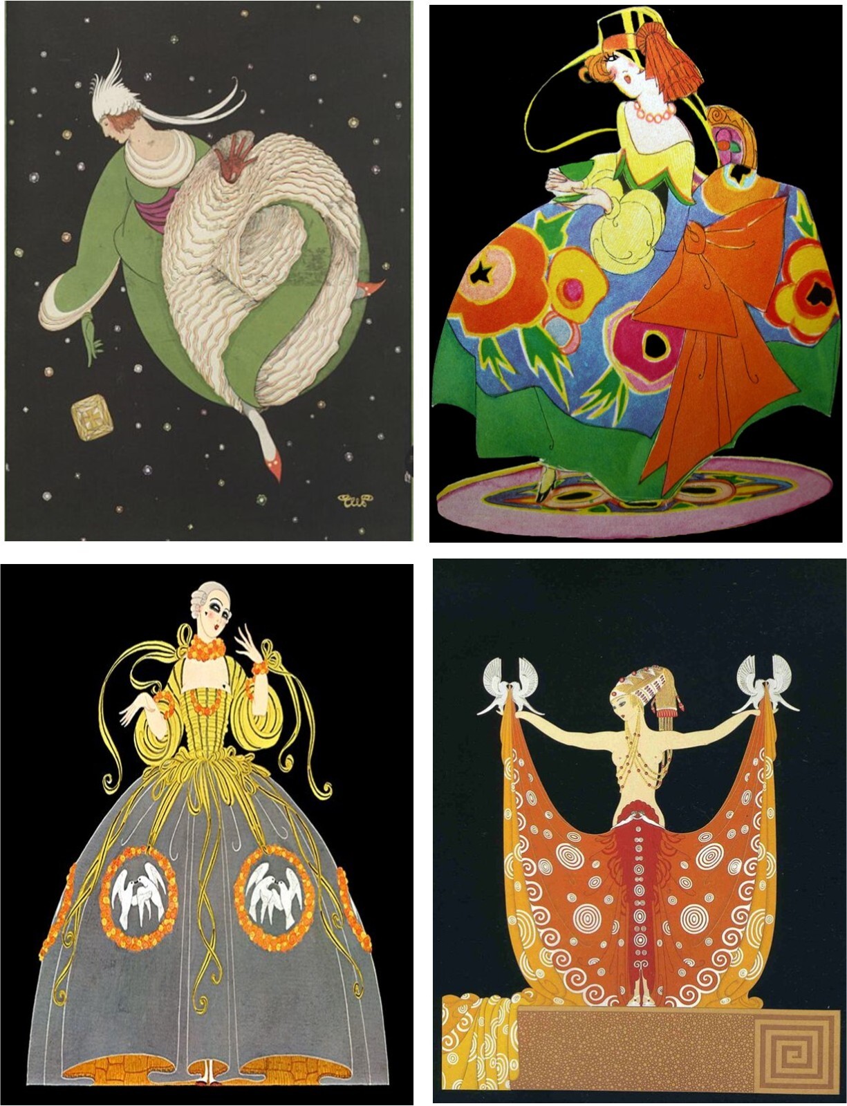 8 ART DECO PRINTS GREETING CARDS WITH ENVELOPES AND ORGANZA BAG