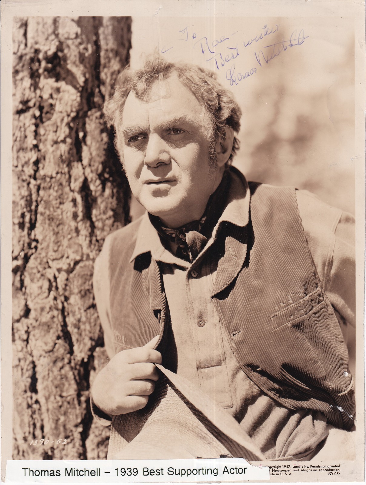 Thomas Mitchell e.g. “Twelve o’clock at noon” large photo – original signed