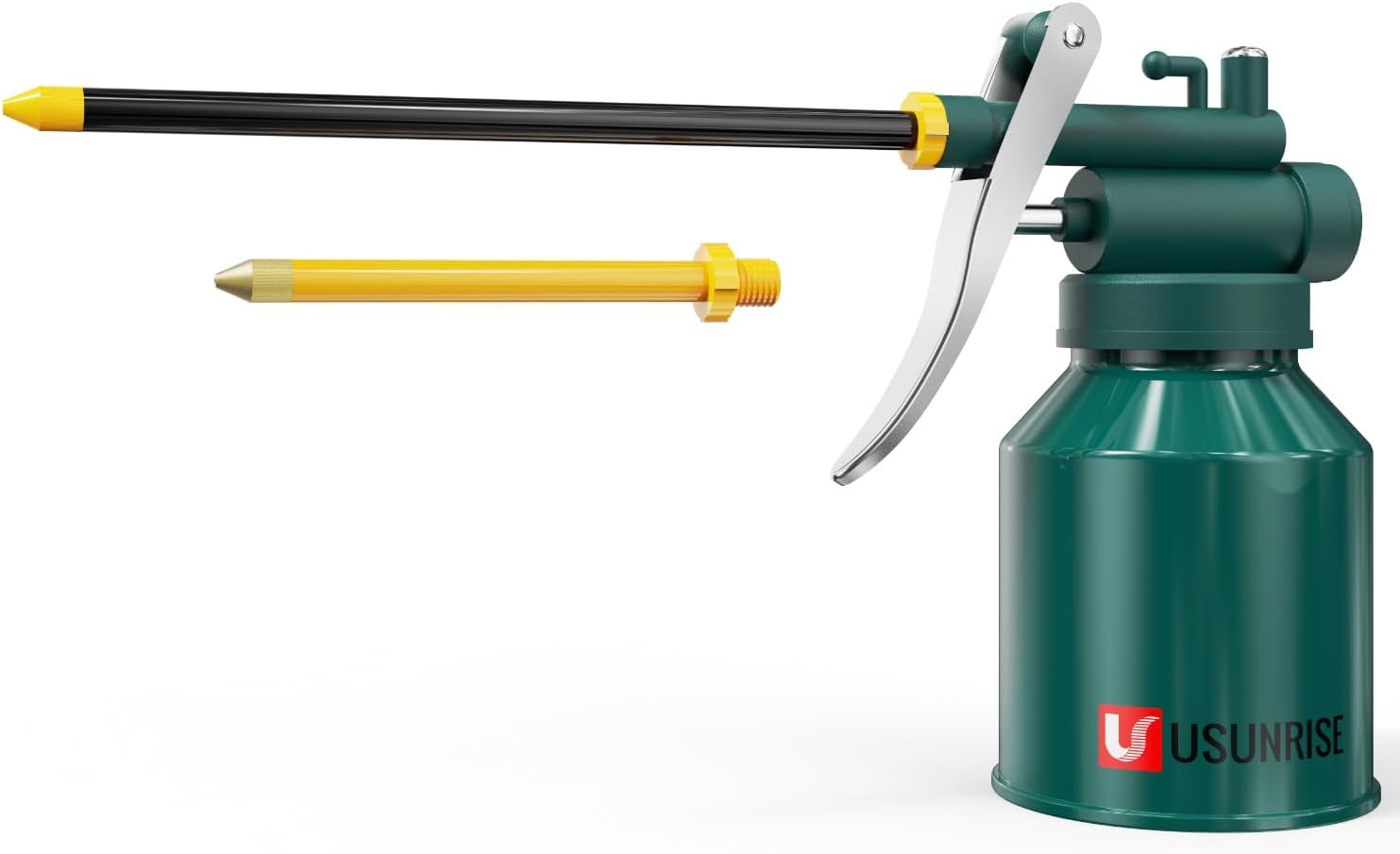 Oil Can Pump Oiler Can-8Oz. Green Metal Can Bottle with Flexible and Straight Sp