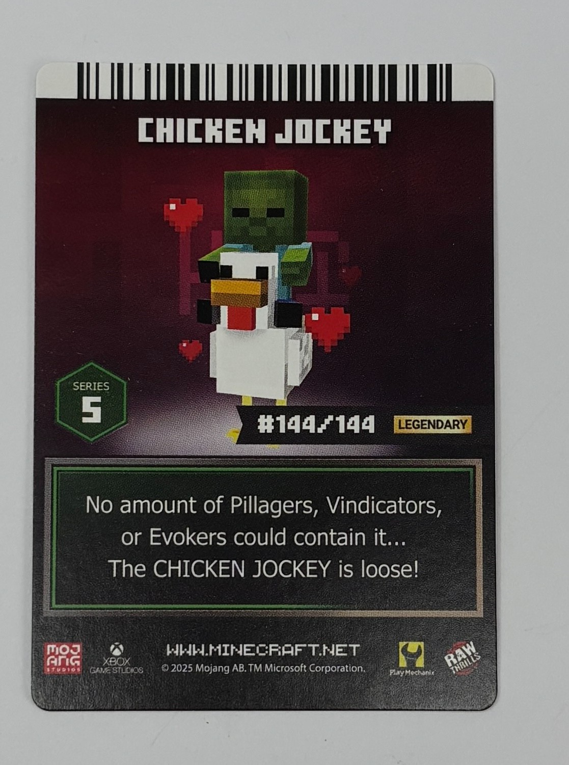 Minecraft Dungeons Arcade Series 5 #144 CHICKEN JOCKEY Legendary Gold FOIL Card