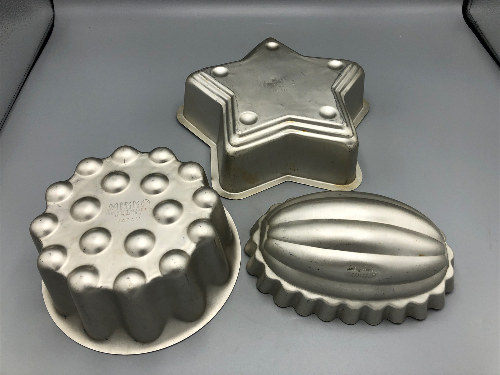 Mirro Jello Cake Molds Set Of Three Oval Star and Round Vintage