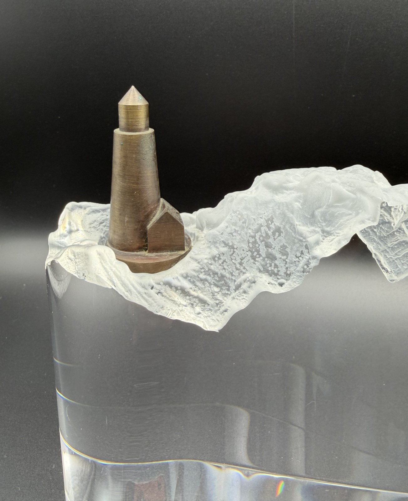 Steuben “Lighthouse” Crystal & Bronze Sculpture by David Dowler – 7.5” – 7.2 lbs