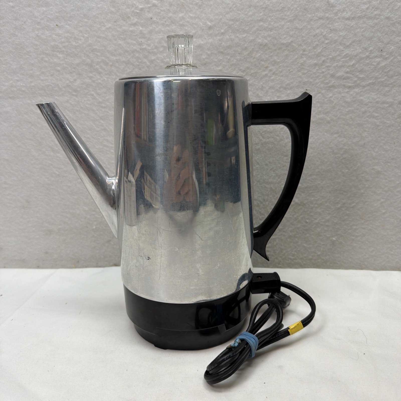West Bend. 9 Cup Electric Coffee Percolator Stainless Steel Top Plastic base