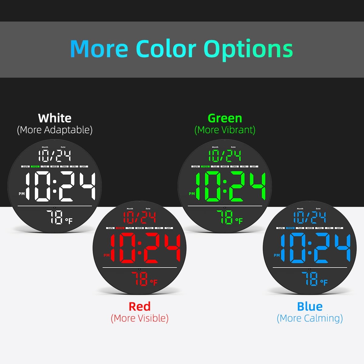 Xuanzit Digital Wall Large Led Display Date Temperature Plug-In Electric Wall
