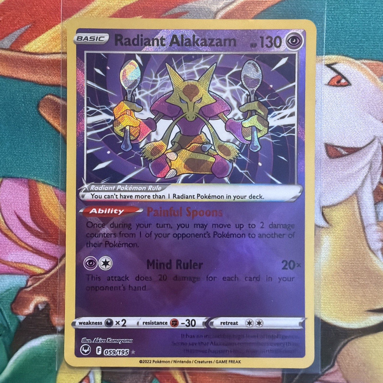 Pokémon TCG Radiant Alakazam Silver Tempest 059/195 Holo Radiant Rare