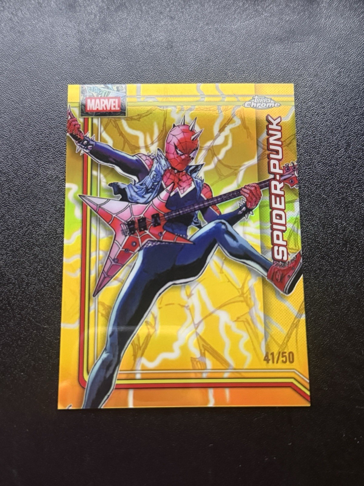 2026 Topps Chrome Marvel Spider Punk #166 Gold Lightning 41/50