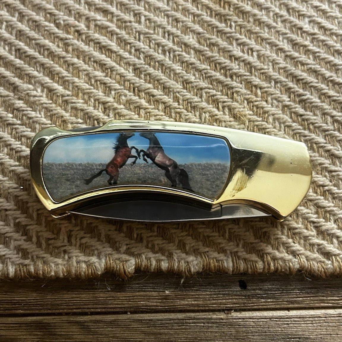 Gold Manual Folding Pocketknife, Stainless Steel Clip Point Blade, Under 2.75in