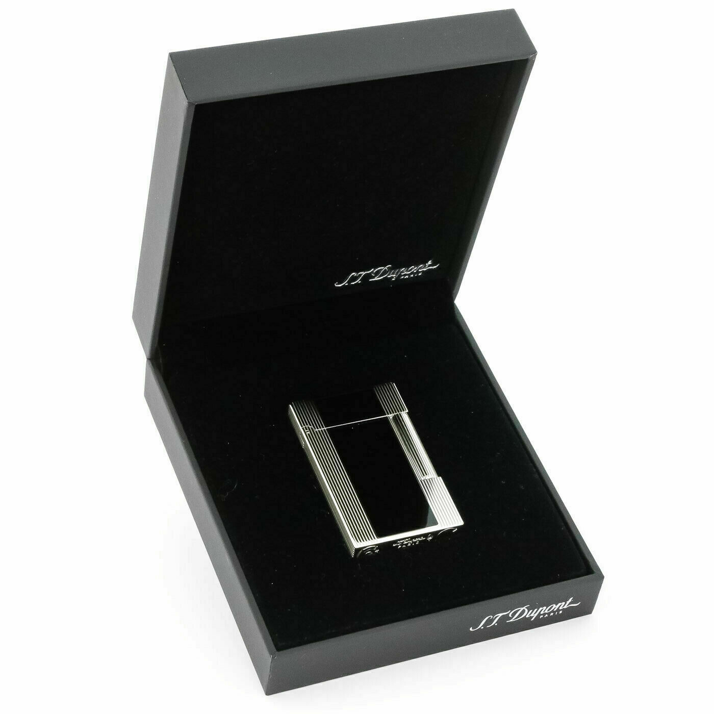 S.T. Dupont Line 2, Palladium & Black Lacquer Lighter, 016380 (16380) New In Box